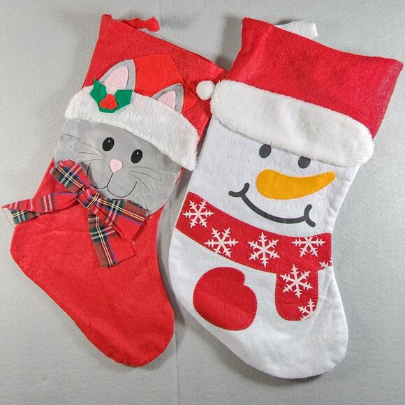 CAT, PENGUIN, ELF & 2 SNOWMEN Christmas Stockings (x5) Greenbrier Int'l-Vintage - Picture 2 of 4